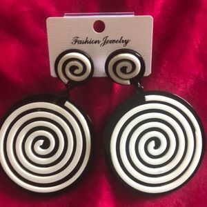 Black and white swirl earrings